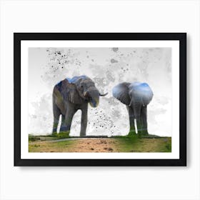Elephant Art Illustration In A Photomontage Style 04 Art Print