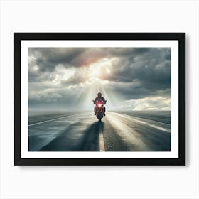 Motorcycle Rider On The Road 5 Art Print