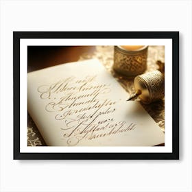 Calligraphic Handwriting Crafting An Elegant Thank You Note Swoops And Curls Of The Letters Intrica (1) Art Print