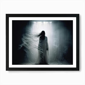 Ephemeral Entity Vocalizing Painful Sounds Through The Ethereal Partition Ghostly Silhouette Caught (7) Art Print