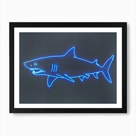 Neon Blue Greenland Shark 1 Art Print