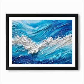 Abstract Turbulent Ocean Surface Turquoise And Blue Hues Dominating Intermingled With White Foam A (4) Art Print