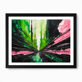 Abstract Cityscape Pink Green Painting Art Print