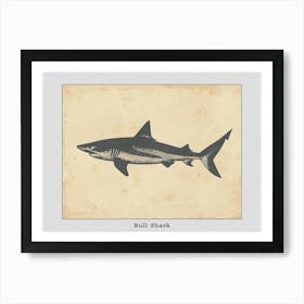 Bull Shark Grey Silhouette 2 Poster Art Print