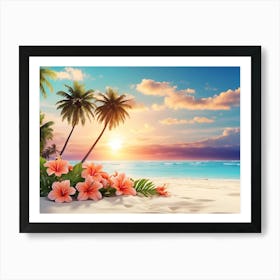 Sunset At The Beach 23 Art Print