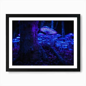 Ai Purple Bioluminescent Fungus On Tree 022202 Art Print