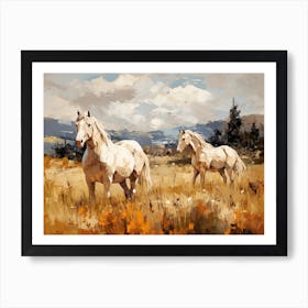 Horses Painting In Queenstown, New Zealand, Landscape 3 Art Print