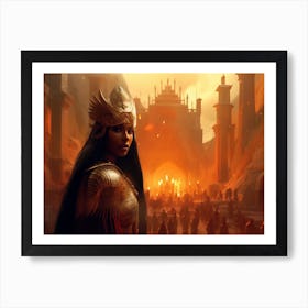 Woman In Armor Art Print