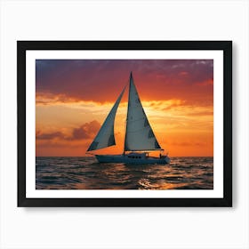 Sunset Sailboat Art Print