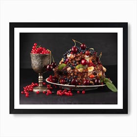 Christmas Cake With Berries Art Print