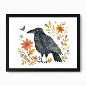 Little Floral Crow 3 Art Print