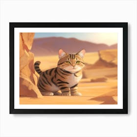 Cat In The Desert 7 Art Print