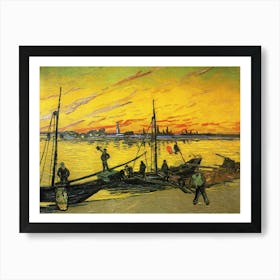 Vincent Van Gogh, Coal Barges, 1888 Immaculate Yellow Vivid Painting in HD Art Print