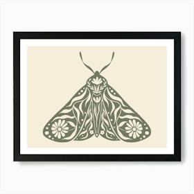 Folk Art Moth 03 - Sage Green Affiche