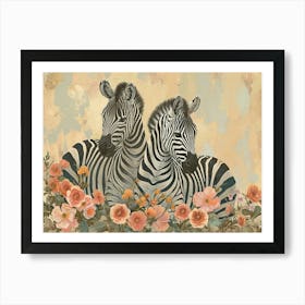 Floral Animal Illustration Zebra 1 Art Print