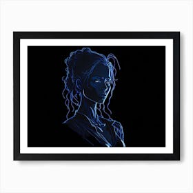 Blue Woman line Art Print