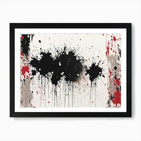 Abstract Painting Featuring Bold Splatters Of Black Ink Grunge Style Silhouettes Emerging Through D (5) Art Print