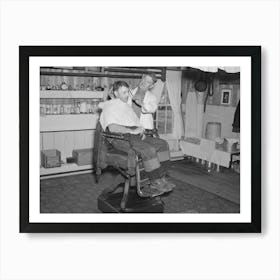 Barber Shop In The Lumber Camp At Hagerman Lake, Michigan By Russell Lee Art Print