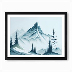 Mountain And Forest In Minimalist Watercolor Horizontal Composition 214 Art Print