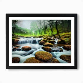 Waterfall In The Forest 23 Art Print