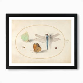 Two Butterflies, A Dragonfly, And Two Small Insects (C Art Print