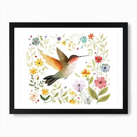 Little Floral Hummingbird 2 Art Print