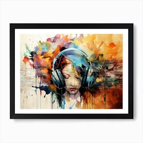 Headphone Art Illustration In A Painting Style 04 Art Print