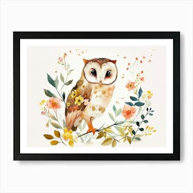 Little Floral Owl 1 Art Print