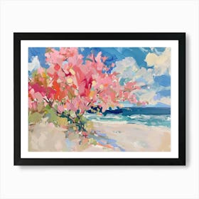 Pink Tree On The Beach Art Print