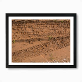 Texture Of Wet Brown Mud With Car Tyre Tracks And Shoe Footprint 1 Art Print