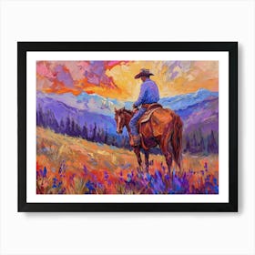 Cowboy Painting Montana 3 Art Print