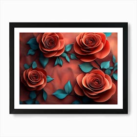 3d Roses Background, 3d Abstraction 1 Art Print