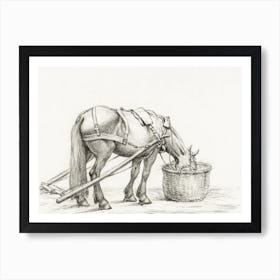 Horse Eating From A Basket, Jean Bernard Art Print