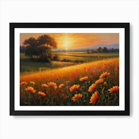 Sunset In The Meadow 30 Art Print