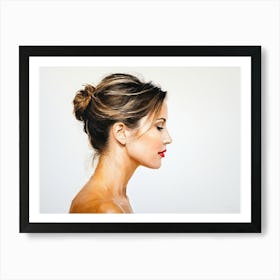 Side Profile Of Beautiful Woman Oil Painting 63 Art Print