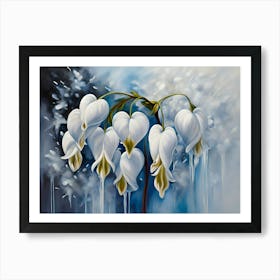 White  Bleeding Hearts - Ai Art Print