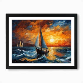 A Beautiful Night On A Sailboat 2. Art Print