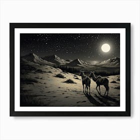 Horses In The Night Art Print