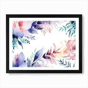 Watercolor Floral Frame Art Print