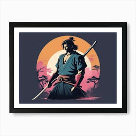 Anime Samurai Warrior Silhouette 4 Art Print