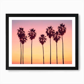 California Dreaming - Malibu Sunset's Palm Trees Art Print