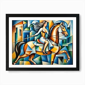 Woman Riding A Horse Art Print