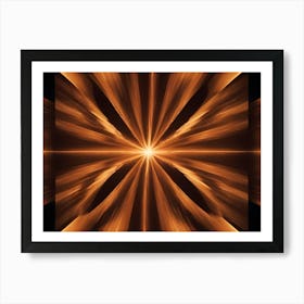 A Symmetrical Abstract Design With Glowing Orange Lines Emanating From A Central Point, Creating A Sense Of Energy And Power Art Print