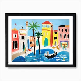 Venice Italy Cute Watercolour Illustration 1 Art Print