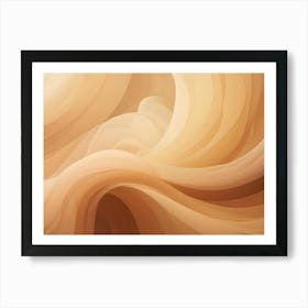 Abstract Background Of Flowing, Curved Lines In Soft, Warm Shades Of Beige And Orange, Resembling Silk Or Satin Fabric Art Print