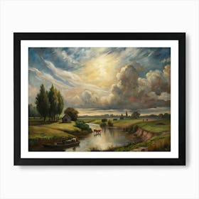 Landscape With Cattle Art Print