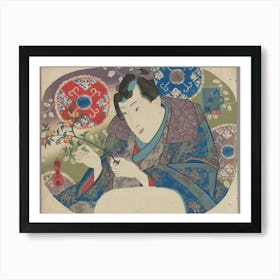 Mitsuuji With Mountain Roses (Yamabuki), From The Series “Six Jewel Faces” (Mu Tama Gao) Art Print