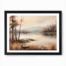 A Painting Of A Lake In Autumn 12 Art Print