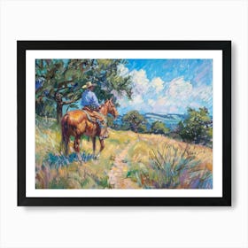 Cowboy In Texas Hill Country 2 Art Print