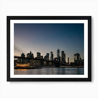 Manhattan Skyline At Night From Brooklyn Art Print